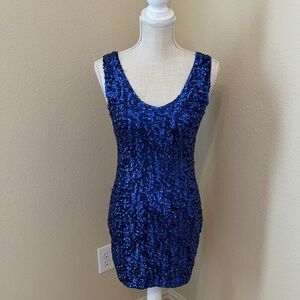 Elegant Blue Sequin Dress